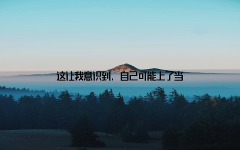 这让我意识到, 自己可能上了当