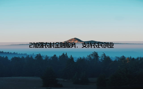 2加强农村金融服务, 支持农民创业