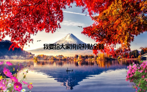 我要给大家说说补贴金额