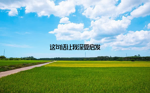 这句话让我深受启发