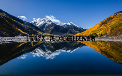 听到这话, 我心中的喜悦无以言表