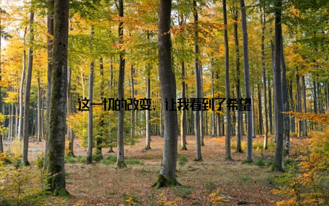 这一切的改变, 让我看到了希望