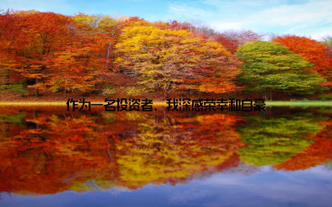 作为一名投资者, 我深感荣幸和自豪